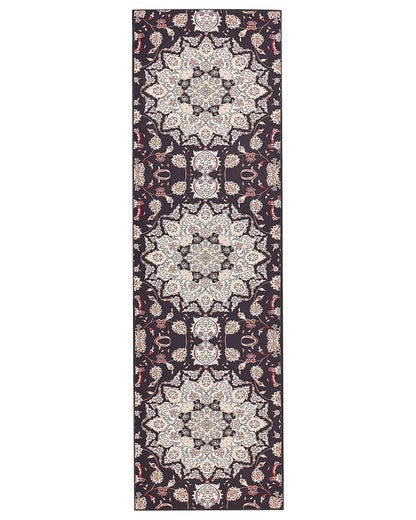 Oriental Runner Rug BlackBeige 60 x 200cm Anti Slip Polyester