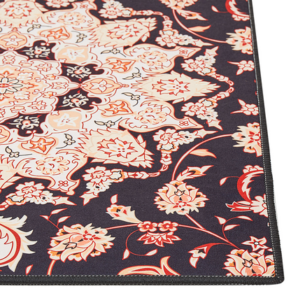Black and Beige Runner Rug 80 x 240cm Oriental Pattern Anti Slip Bottom Vintage Modern Hallway
