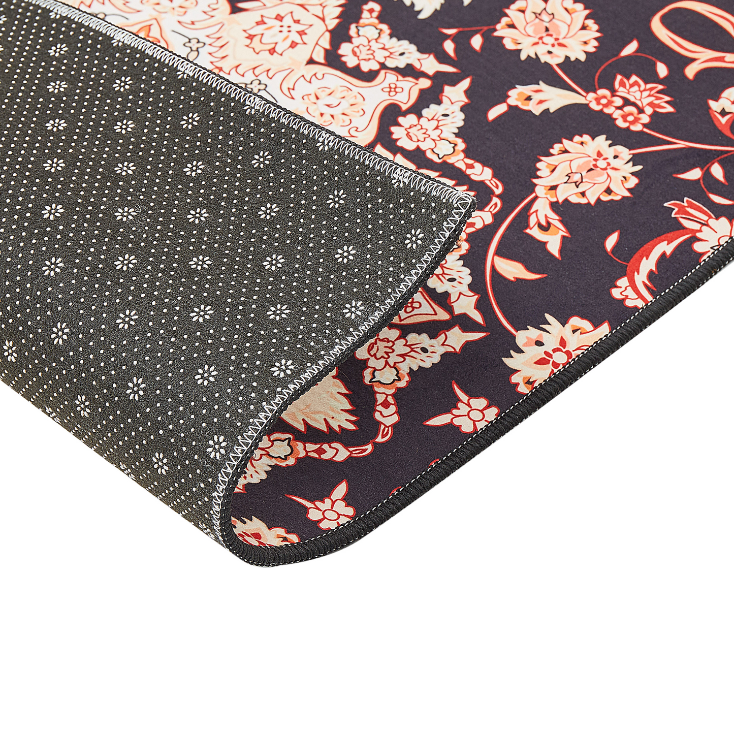 Black and Beige Runner Rug 80 x 240cm Oriental Pattern Anti Slip Bottom Vintage Modern Hallway