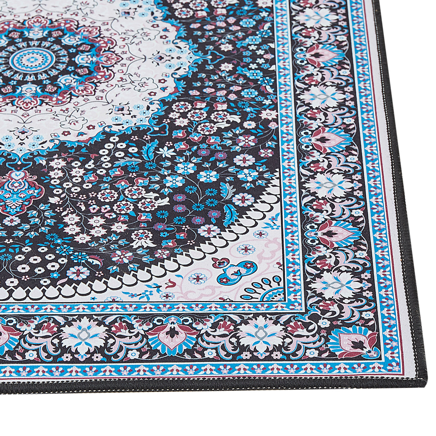 Home Oriental Runner Rug Blue Polyester 60 x 200 Anti Slip