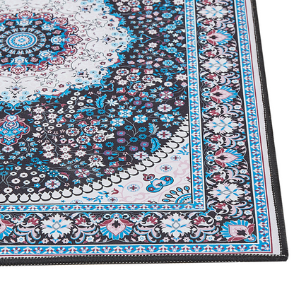 Home Oriental Runner Rug Blue Polyester 60 x 200 Anti Slip