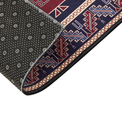 Runner Rug Blue Red Oriental Pattern 80 x 240 Anti Slip