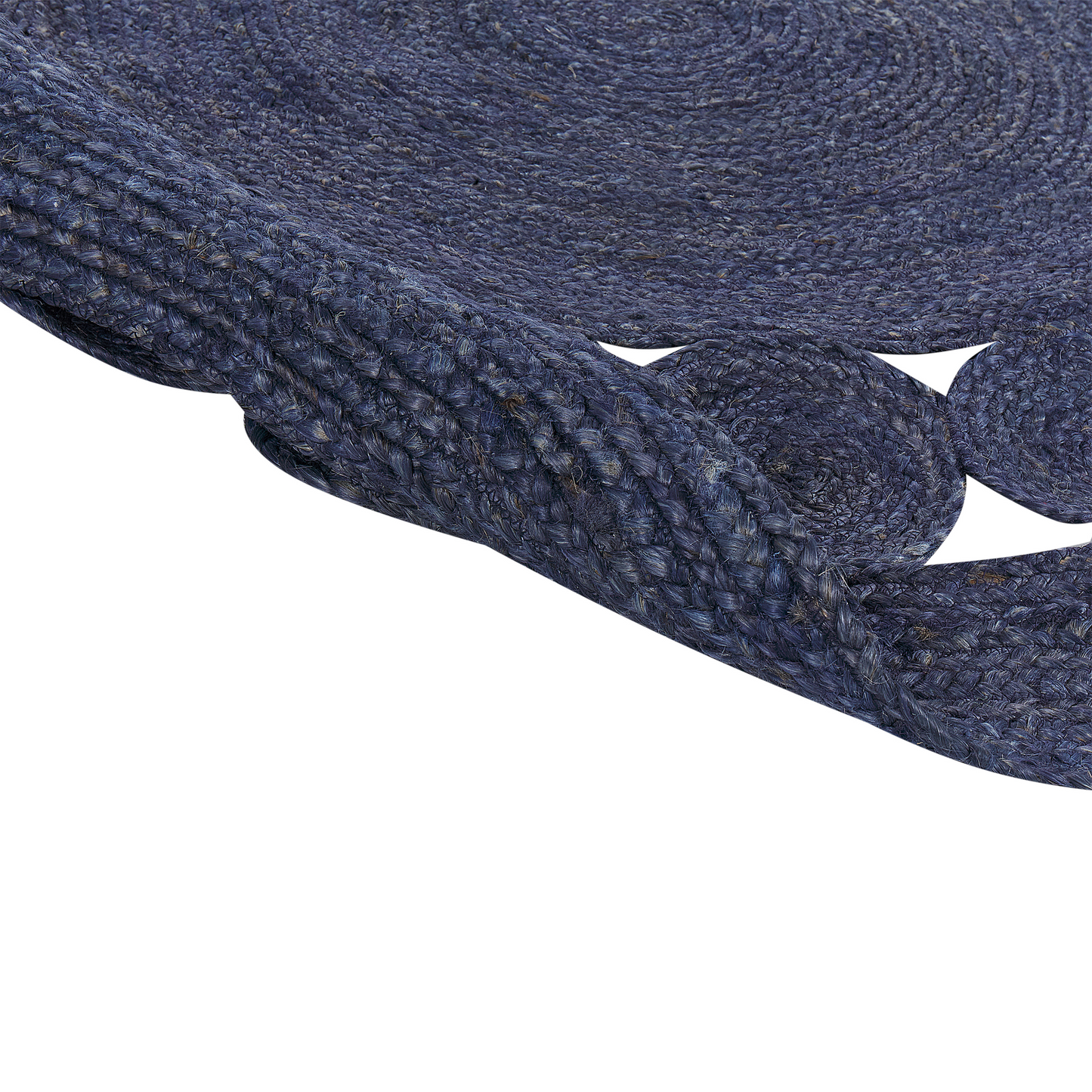 Dark Blue Jute Round Rug 120cm Handwoven Boho Style