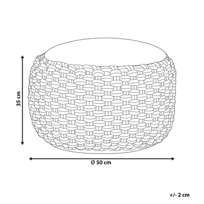 Pouf Ottoman WhiteBeige KnittedCottonJute EPS Beads 50 x 35cm