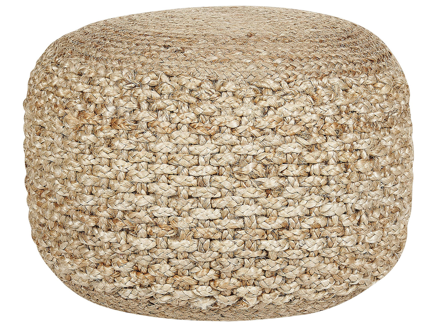 Round Knitted Jute Pouf 50 x 35 Beige EPS Beads Filling