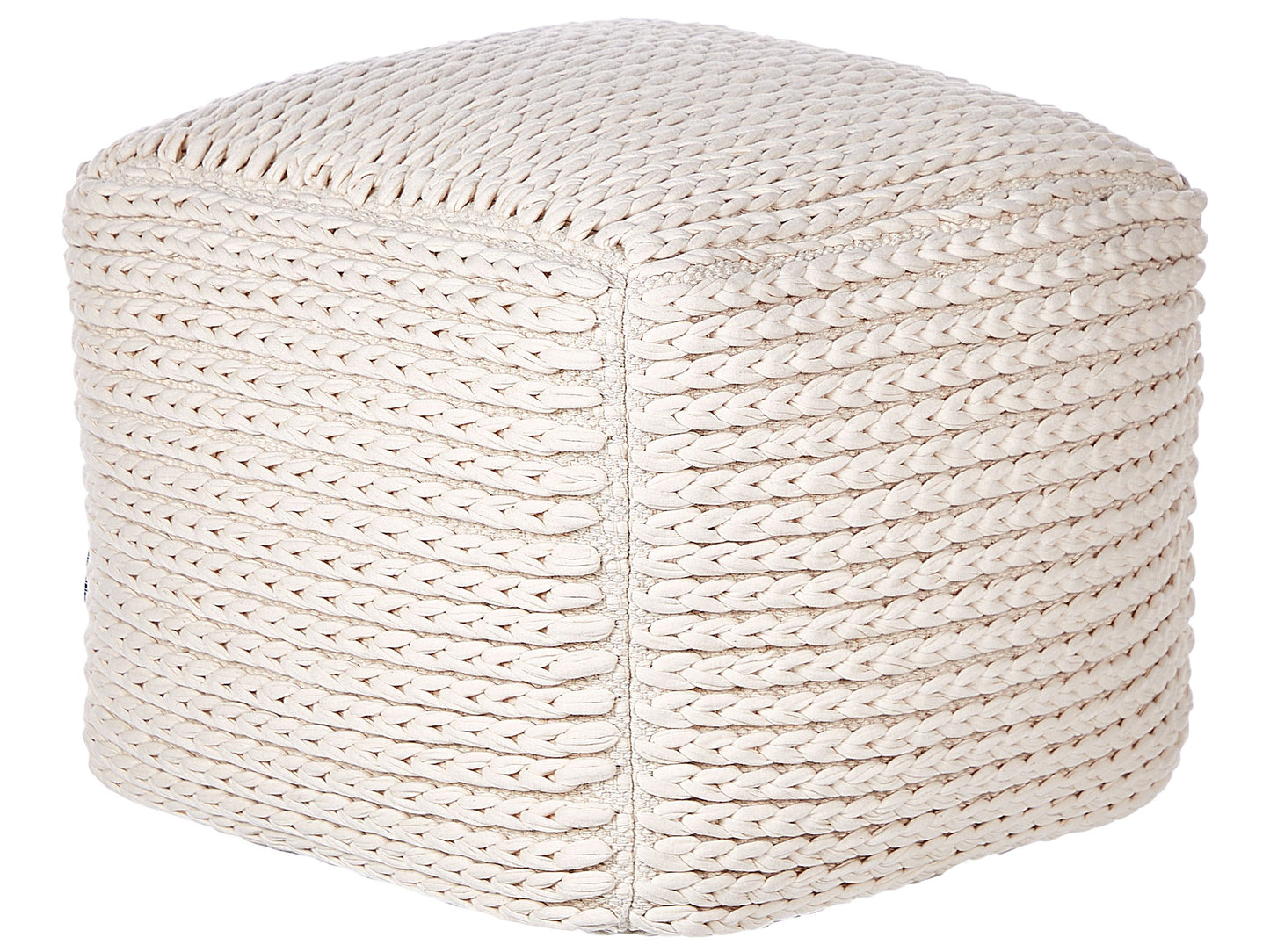 Pouffe Beige Cotton 50 x 50 x 35cm With EPS Filling