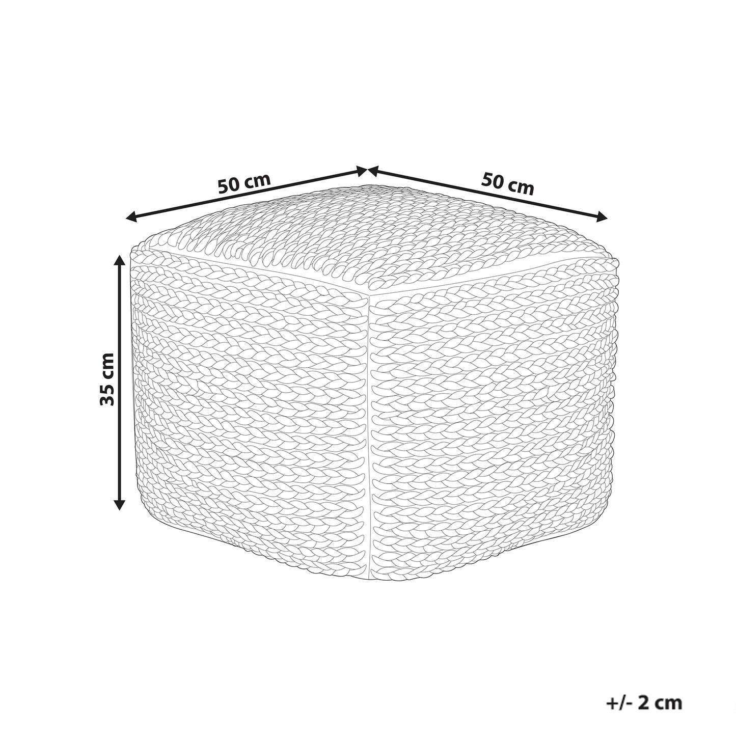 Pouffe Beige Cotton 50 x 50 x 35cm With EPS Filling