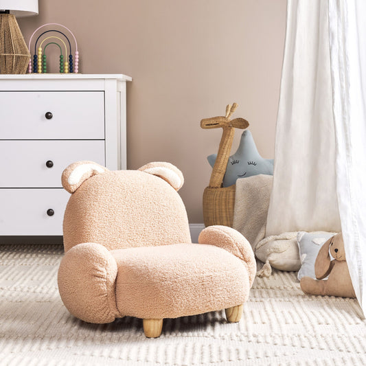 Rabbit Shape Armchair Beige Plush Upholstery