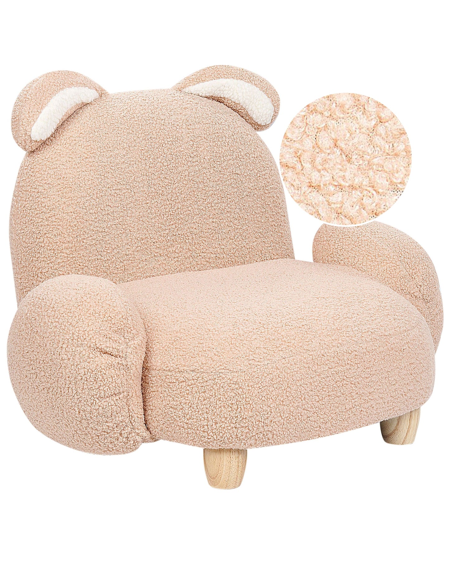 Rabbit Shape Armchair Beige Plush Upholstery