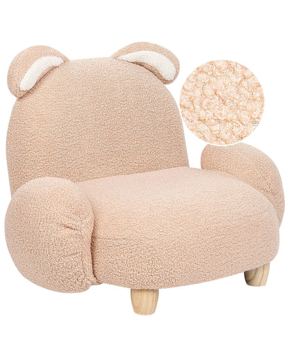 Rabbit Shape Armchair Beige Plush Upholstery