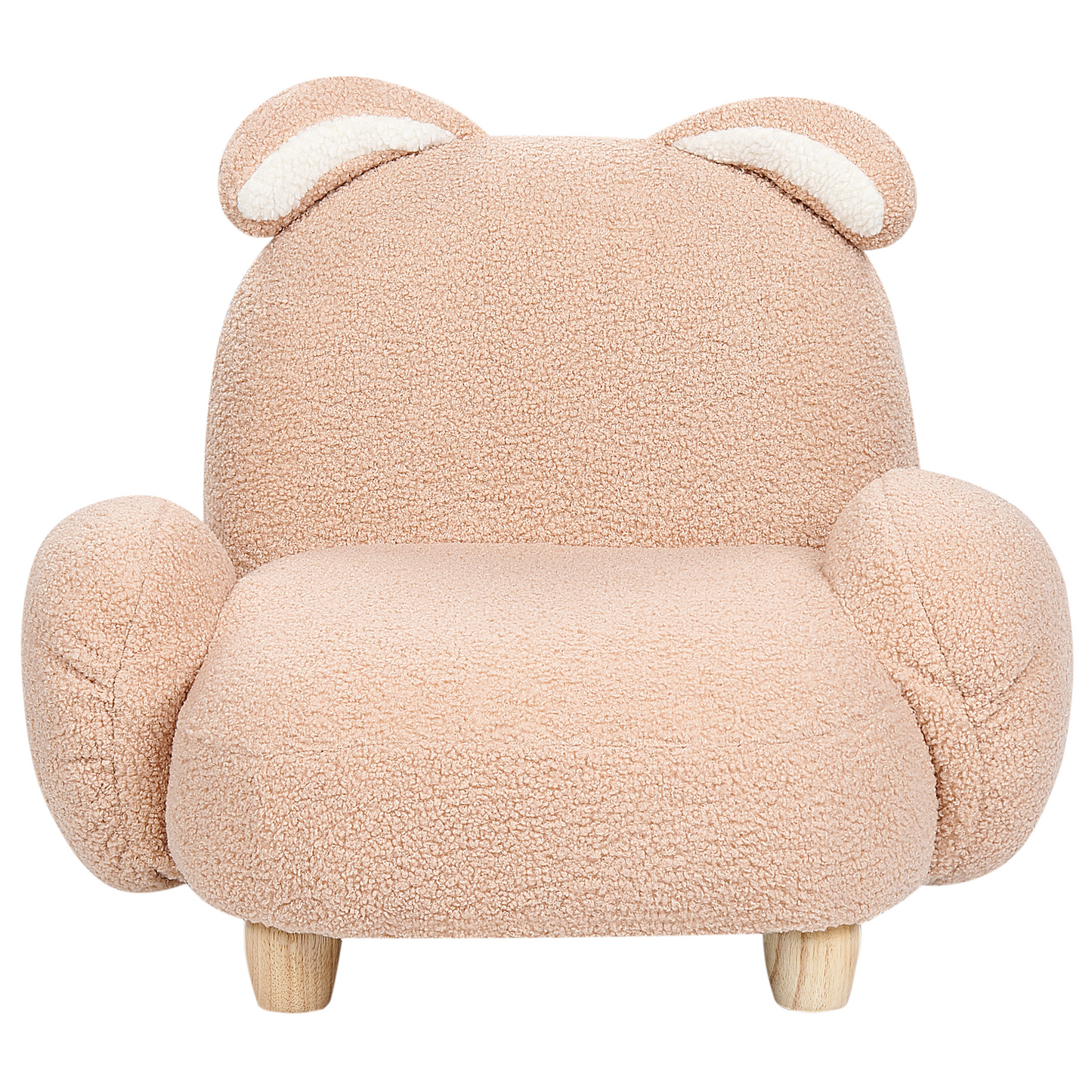 Rabbit Shape Armchair Beige Plush Upholstery