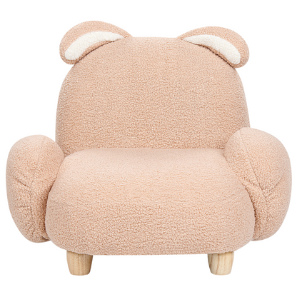 Rabbit Shape Armchair Beige Plush Upholstery