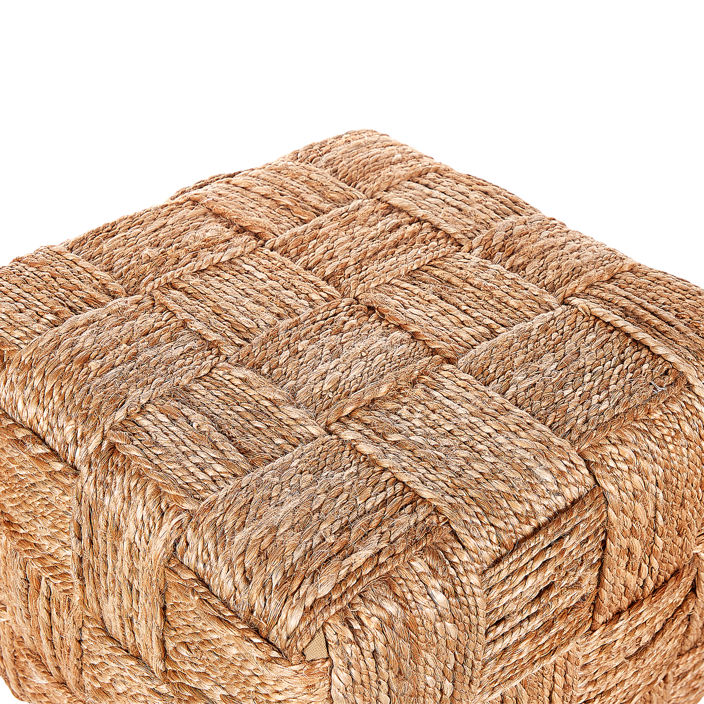 Beige Jute Pouf Ottoman 50 x 50cm EPS Beads