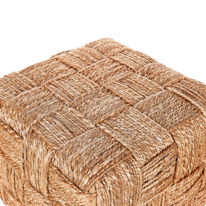 Beige Jute Pouf Ottoman 50 x 50cm EPS Beads