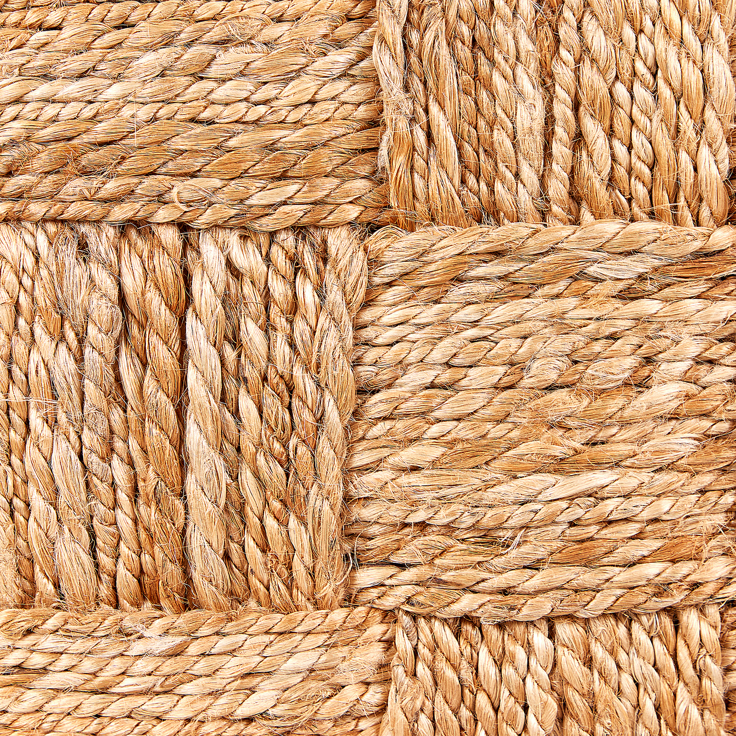 Beige Jute Pouf Ottoman 50 x 50cm EPS Beads