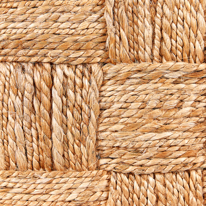 Beige Jute Pouf Ottoman 50 x 50cm EPS Beads