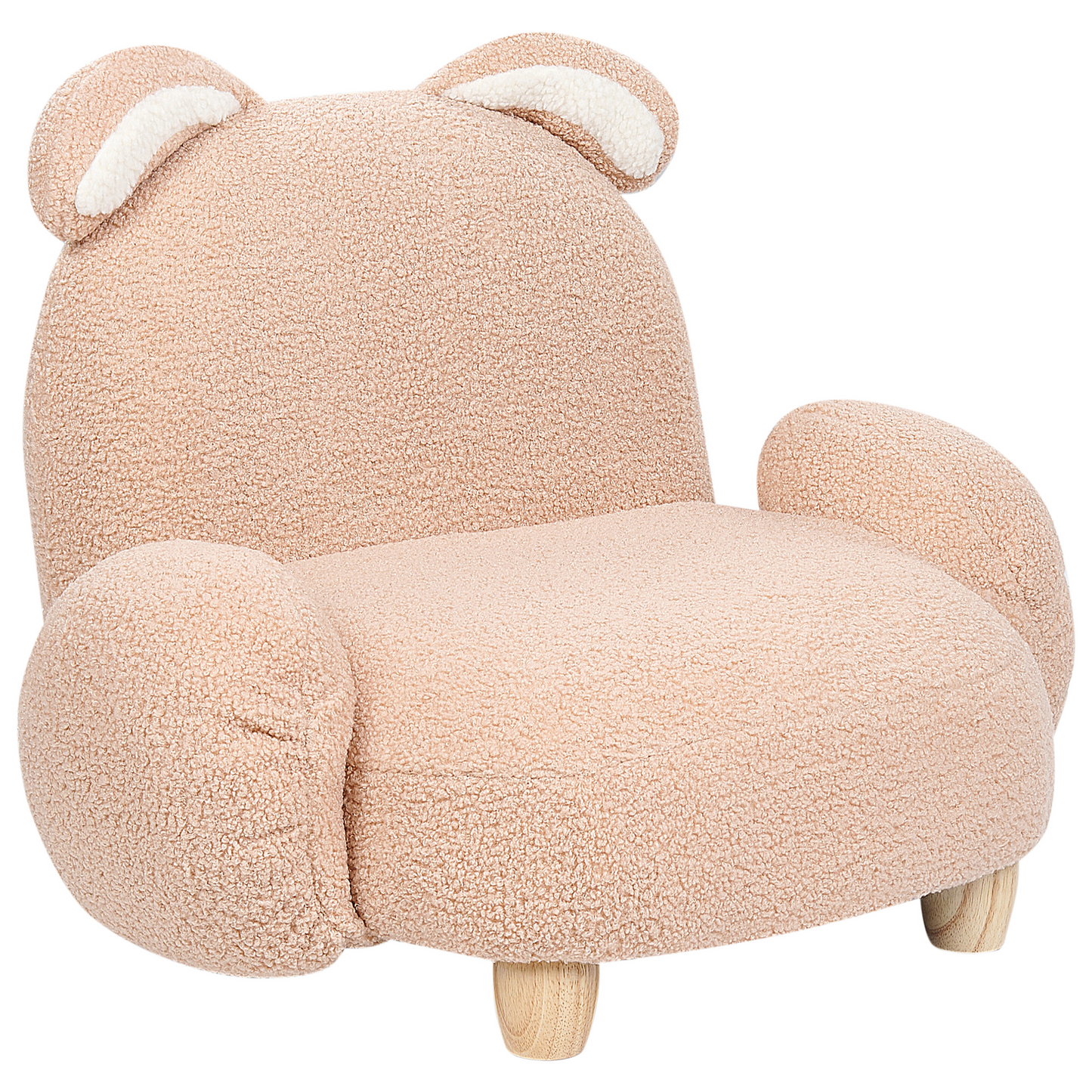 Rabbit Shape Armchair Beige Plush Upholstery