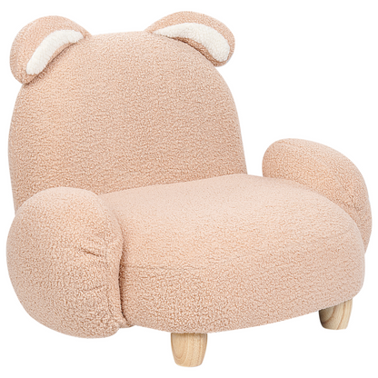 Rabbit Shape Armchair Beige Plush Upholstery