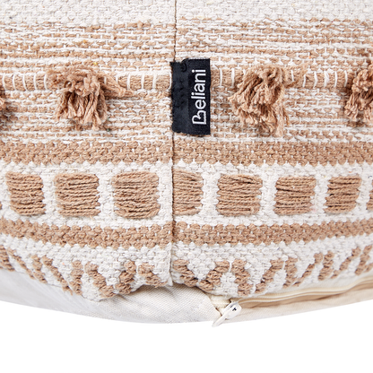 Boho Pouffe Beige Cotton 50 x 50 x 35cm EPS Filling