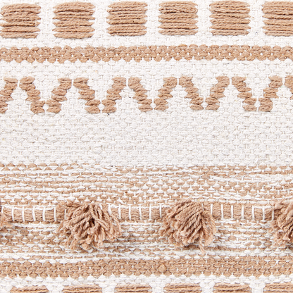 Boho Pouffe Beige Cotton 50 x 50 x 35cm EPS Filling