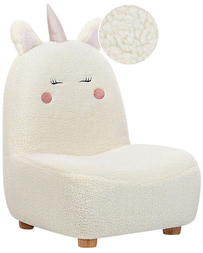 Unicorn Chair White Teddy Fabric for Kids