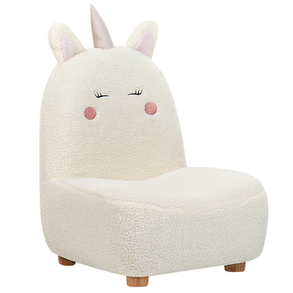 Unicorn Chair White Teddy Fabric for Kids