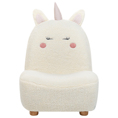 Unicorn Chair White Teddy Fabric for Kids