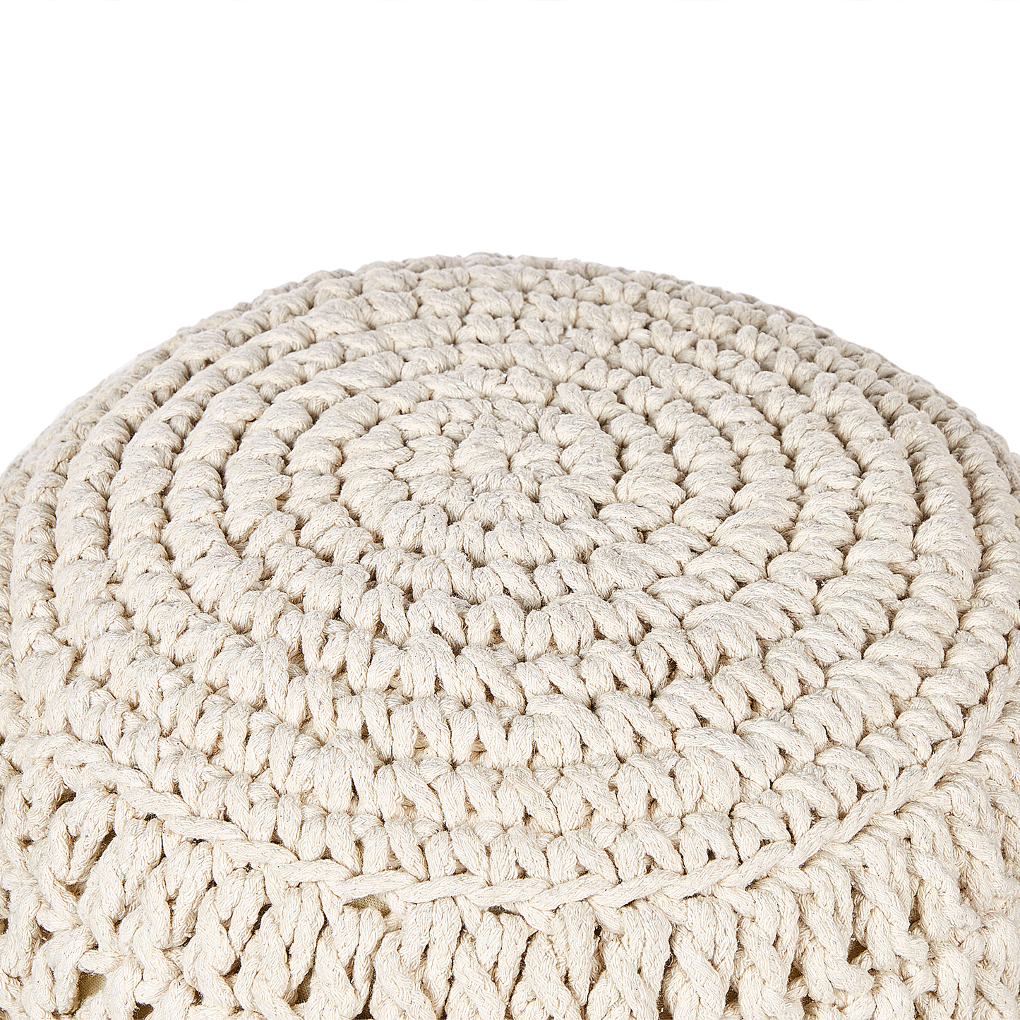 Pouf Ottoman 40 x 40 Beige Cotton EPS Beads Filling Boho