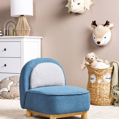 Kids Chair Blue Polyester Armless Triceratops Style