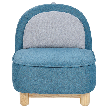 Kids Chair Blue Polyester Armless Triceratops Style