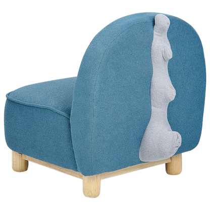 Kids Chair Blue Polyester Armless Triceratops Style