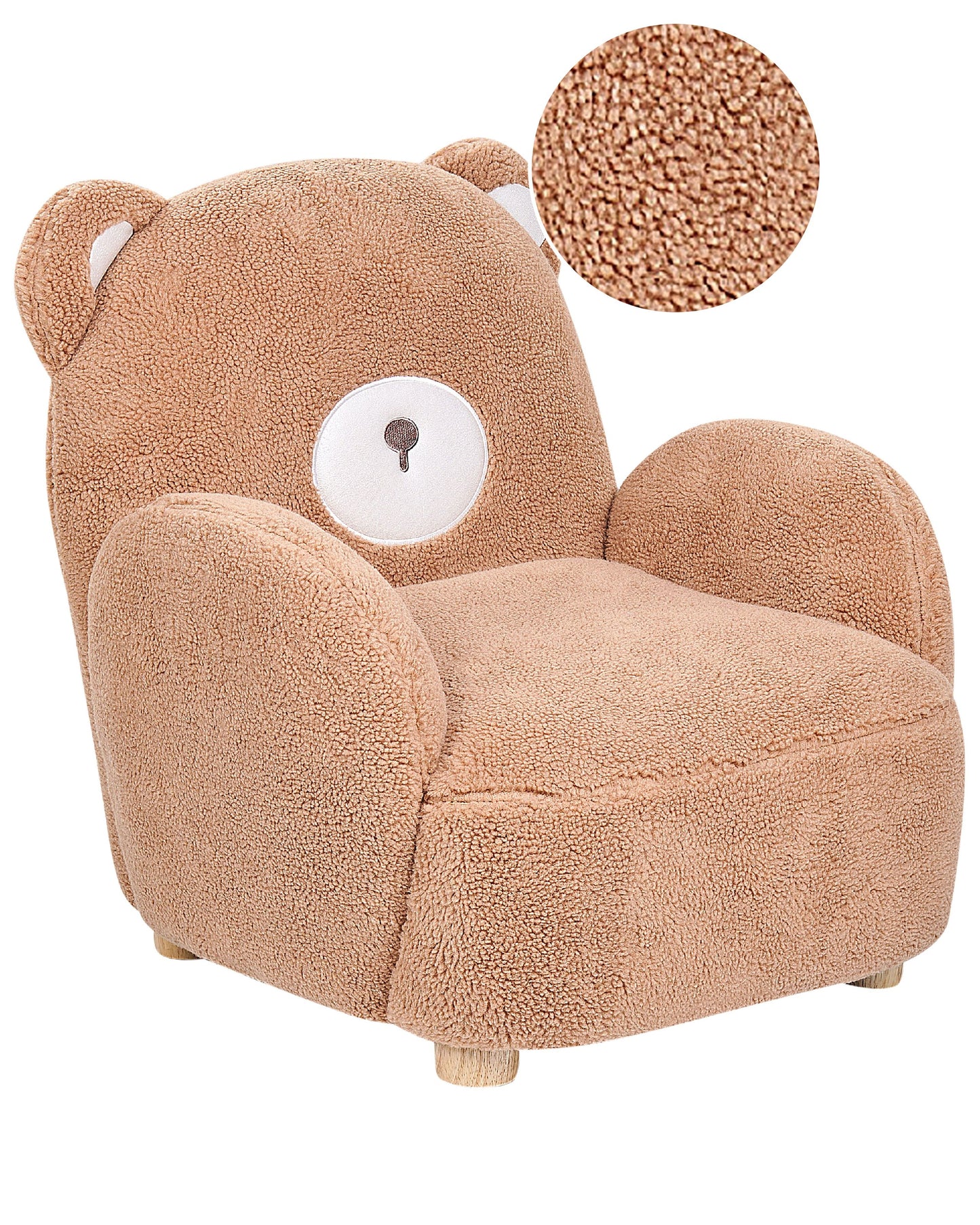 Kids Bear Chair With Faux Fur Armrests Brown