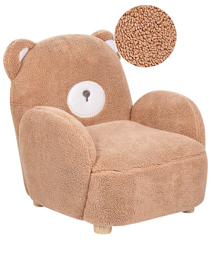 Kids Bear Chair With Faux Fur Armrests Brown