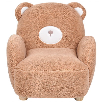 Kids Bear Chair With Faux Fur Armrests Brown