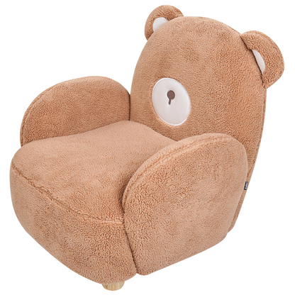 Kids Bear Chair With Faux Fur Armrests Brown