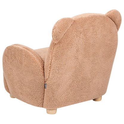 Kids Bear Chair With Faux Fur Armrests Brown
