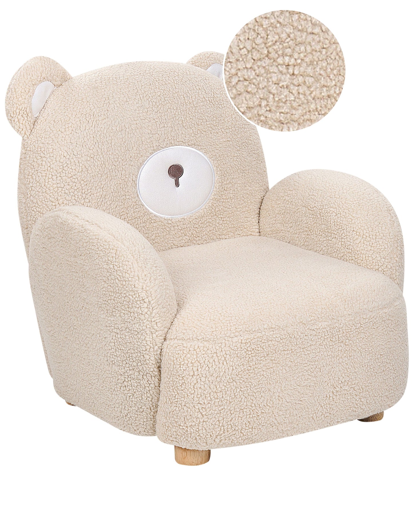 Bear Chair Beige Faux Fur Armchair for Kids Nursery Modern Bear Shape Seat with Armrests