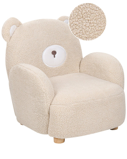 Bear Chair Beige Faux Fur Armchair for Kids Nursery Modern Bear Shape Seat with Armrests