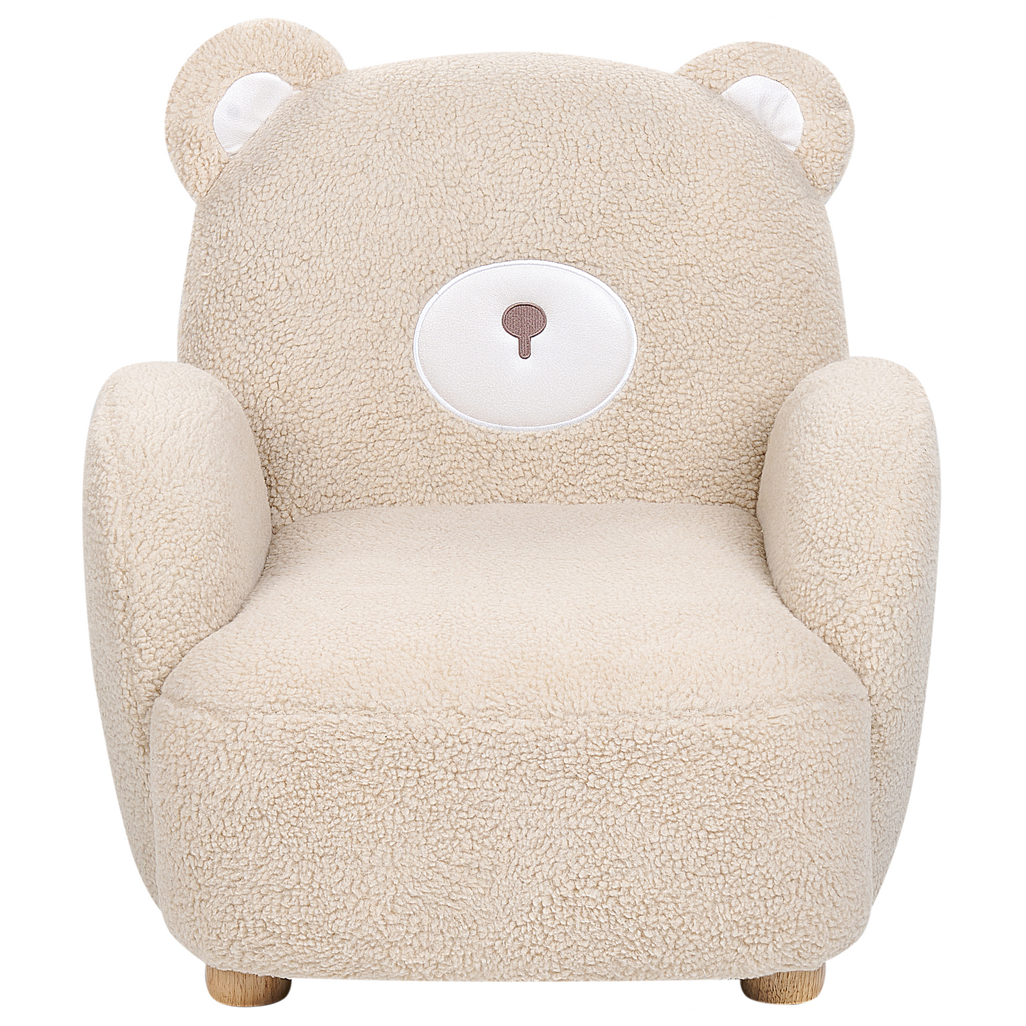 Bear Chair Beige Faux Fur Armchair for Kids Nursery Modern Bear Shape Seat with Armrests