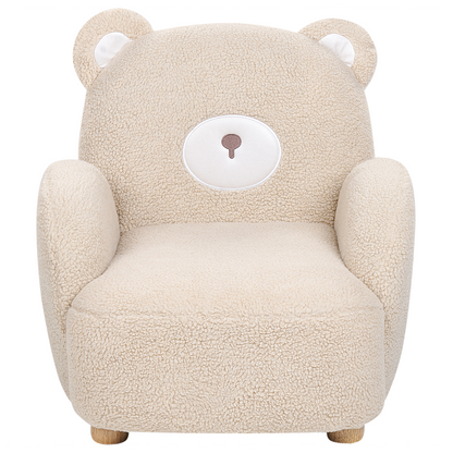 Bear Chair Beige Faux Fur Armchair for Kids Nursery Modern Bear Shape Seat with Armrests