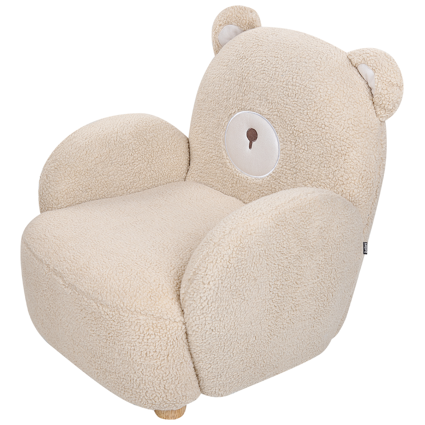 Bear Chair Beige Faux Fur Armchair for Kids Nursery Modern Bear Shape Seat with Armrests