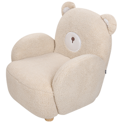 Bear Chair Beige Faux Fur Armchair for Kids Nursery Modern Bear Shape Seat with Armrests