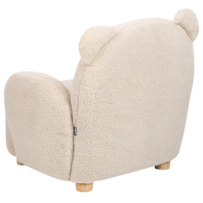 Bear Chair Beige Faux Fur Armchair for Kids Nursery Modern Bear Shape Seat with Armrests