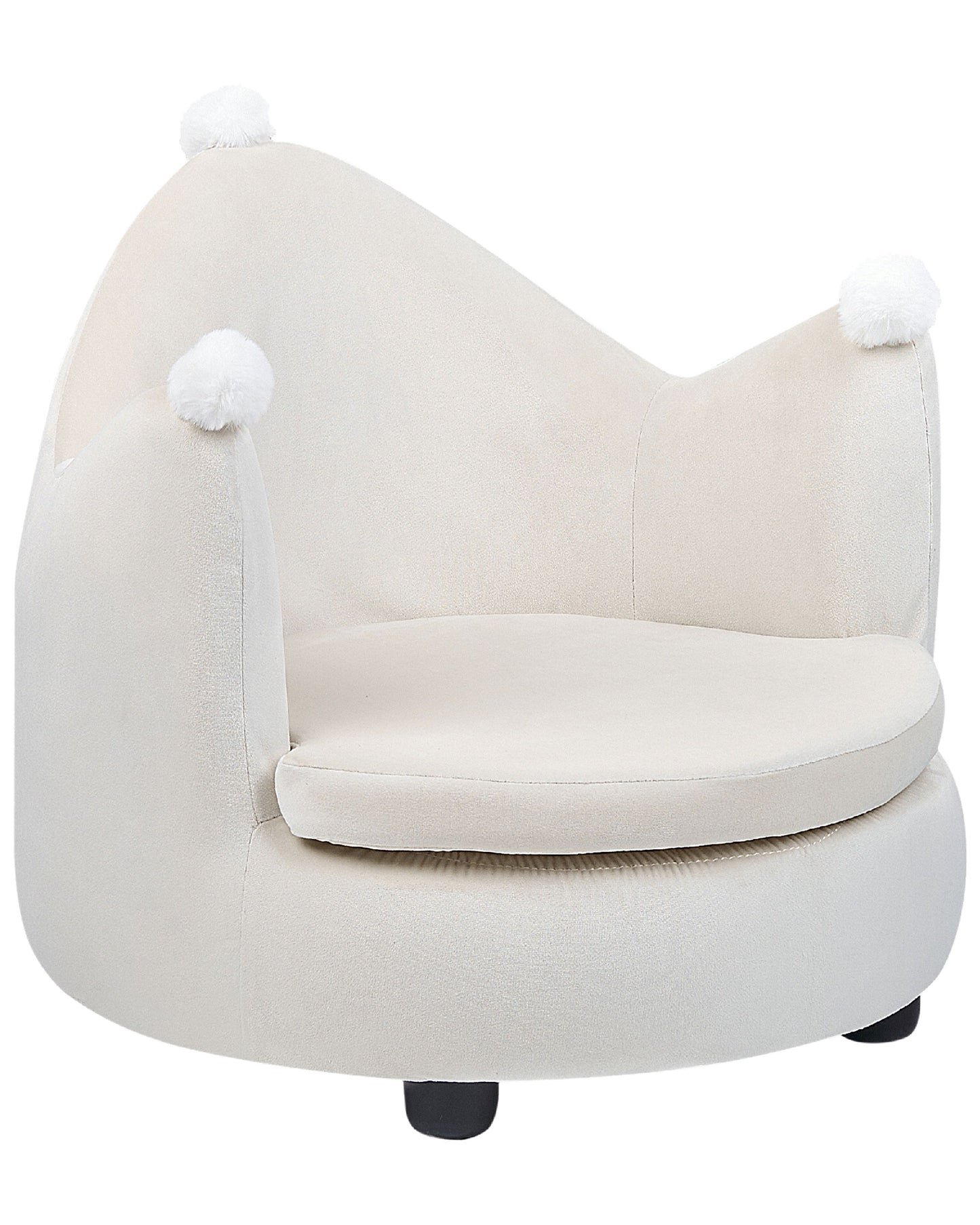 Crown Velvet Kids Armchair Beige With Armrests