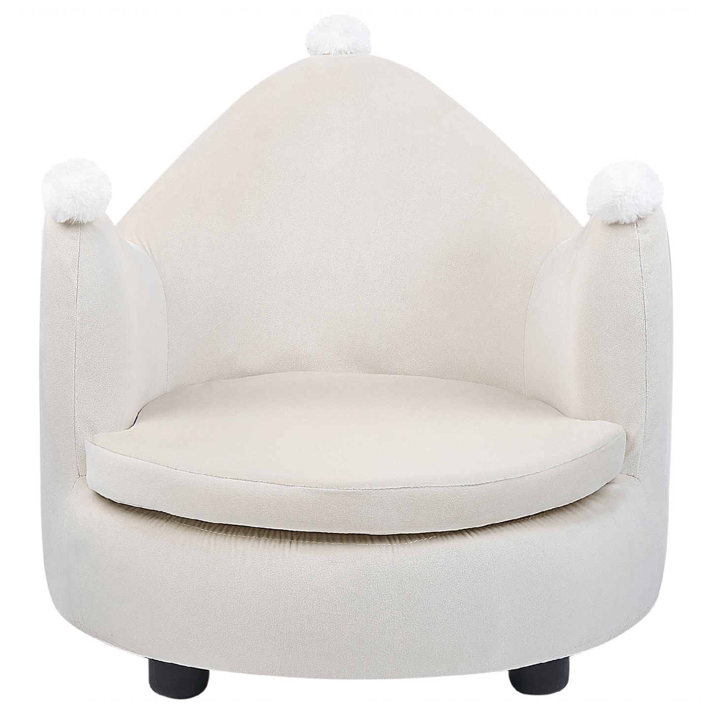 Crown Velvet Kids Armchair Beige With Armrests