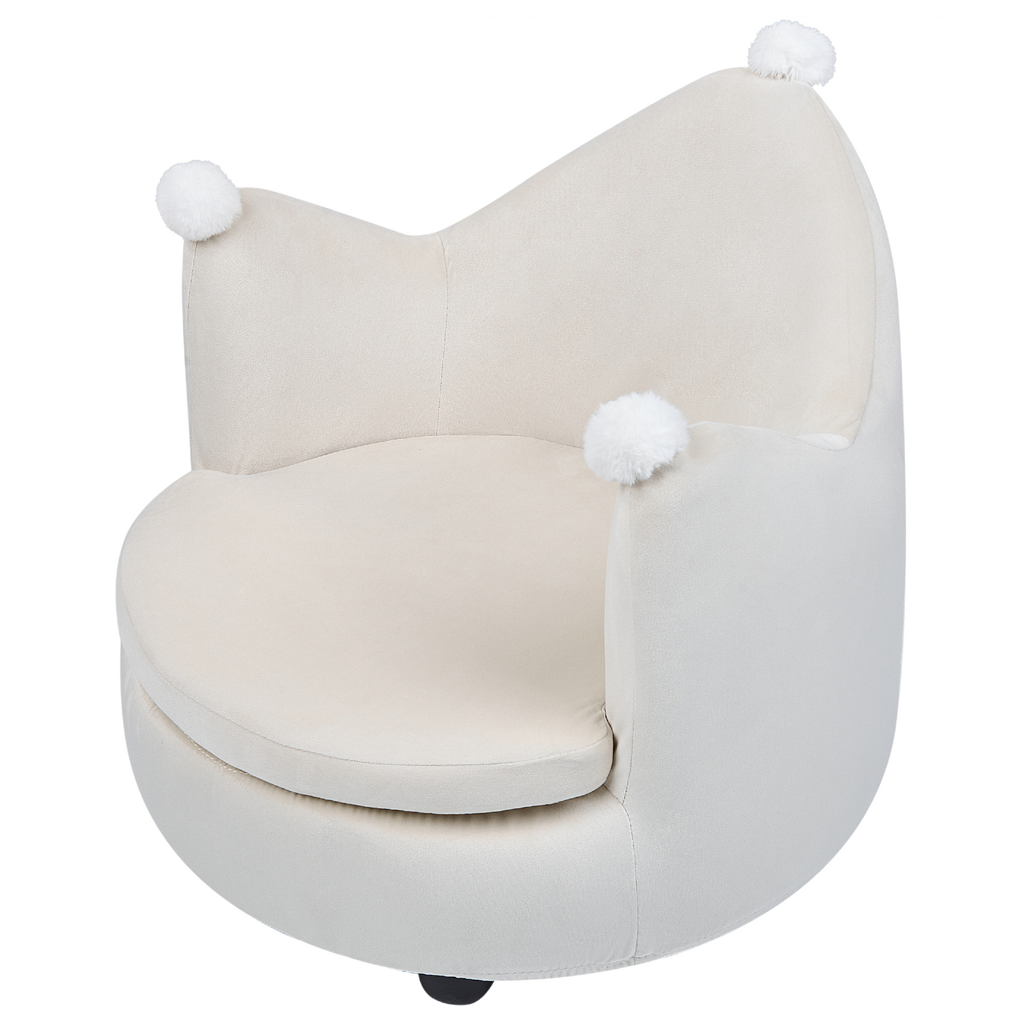 Crown Velvet Kids Armchair Beige With Armrests