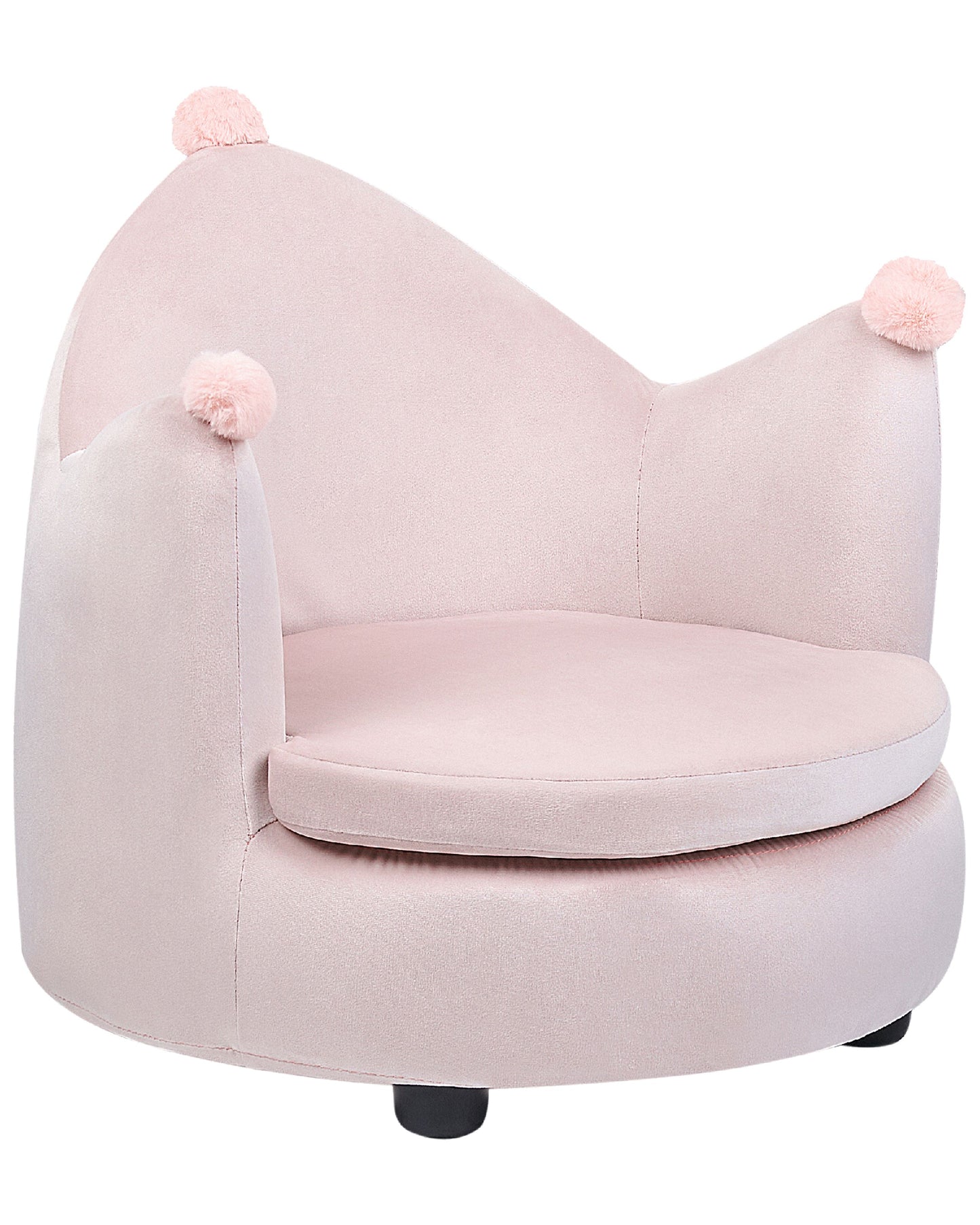 Crown Shaped Velvet Armchair For Kids Pastel Pink