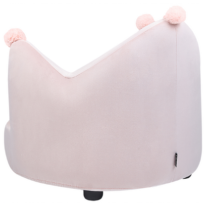 Crown Shaped Velvet Armchair For Kids Pastel Pink