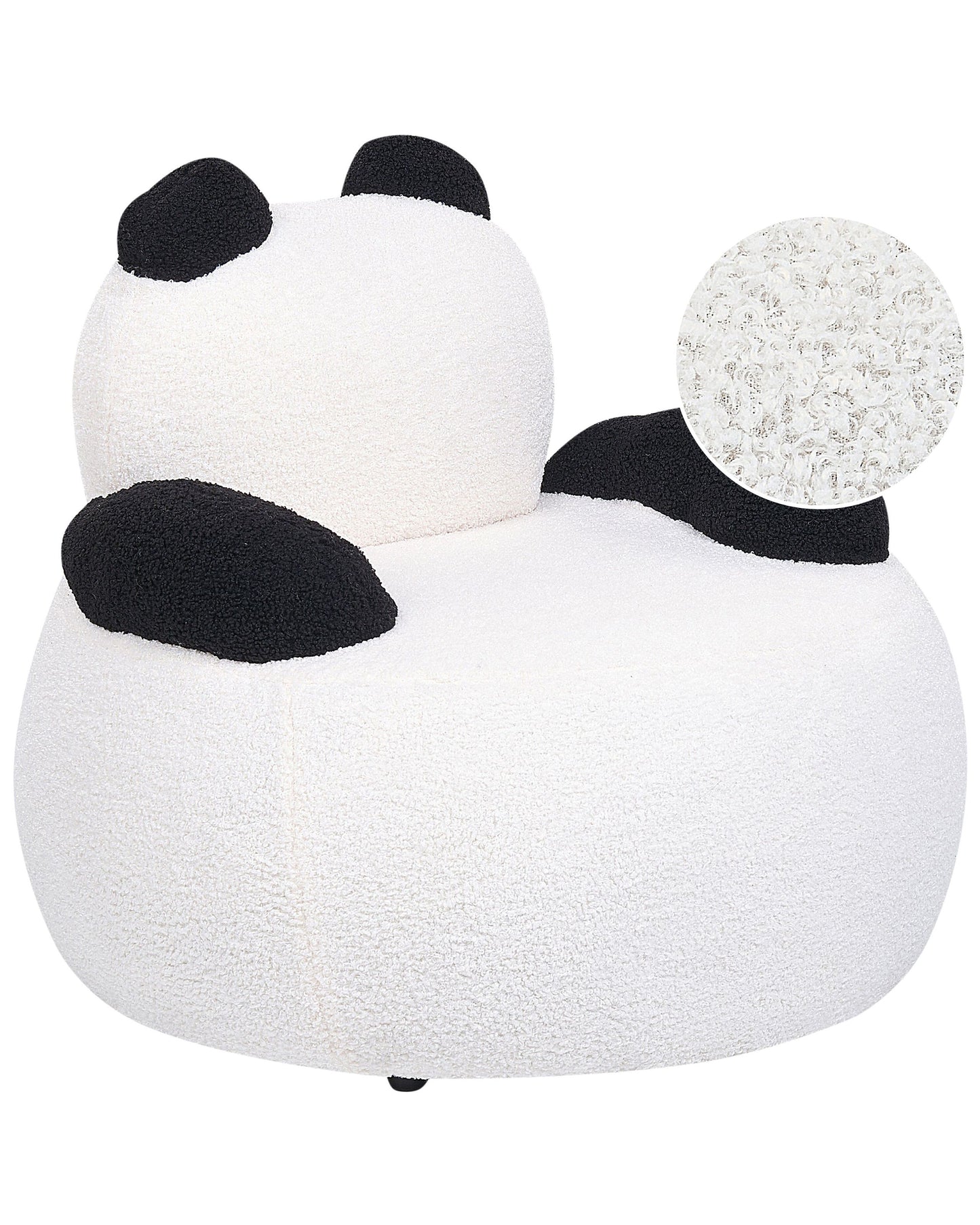 Panda Shape Animal Chair White Black Boucl? With Armrests