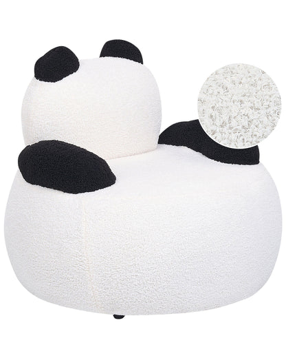 Panda Shape Animal Chair White Black Boucl? With Armrests